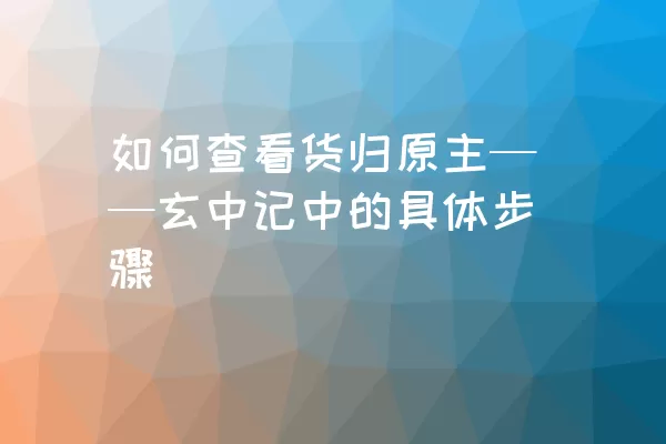 如何查看货归原主——玄中记中的具体步骤