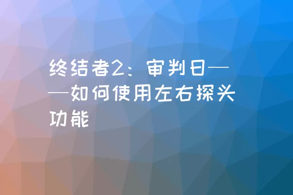 终结者2：审判日——如何使用左右探头功能