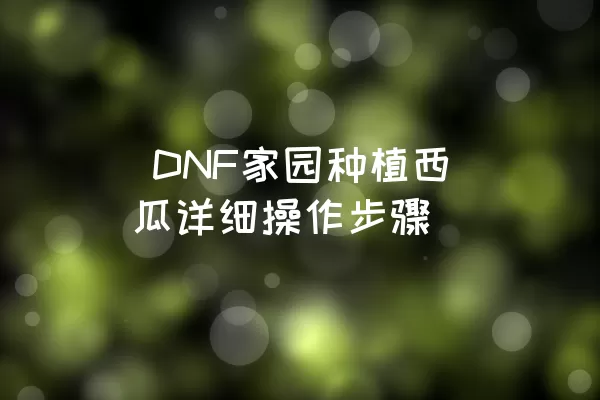  DNF家园种植西瓜详细操作步骤