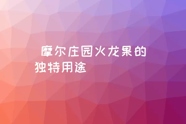  摩尔庄园火龙果的独特用途